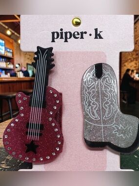 Piper K VIRAL BOOT & pink guitar western hair clips hair, claws TIK TOK VIRAL